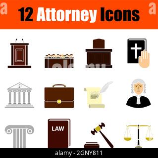 Attorney Icon Set Stock Vector
