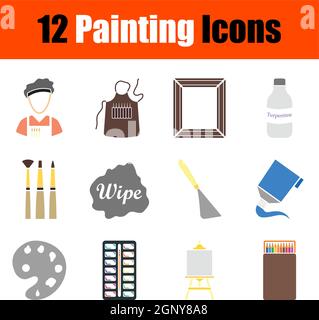 Painting Icon Set Stock Vector
