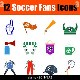 Soccer Fans Icon Set Stock Vector