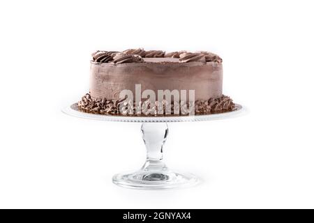Chocolate truffle cake isolated on white background Stock Photo