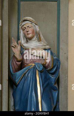 Saint Anne, statue on the altar of St. Valentine in the Parish Church of the Holy Name of Mary in Kamanje, Croatia Stock Photo
