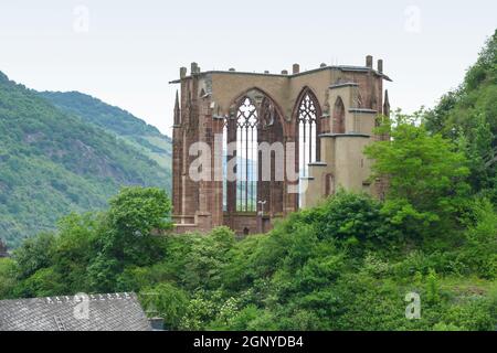 ruins of the Wernerkapelle near Bacharach, a town in the Mainz-Bingen district in Rhineland-Palatinate, Germany Stock Photo