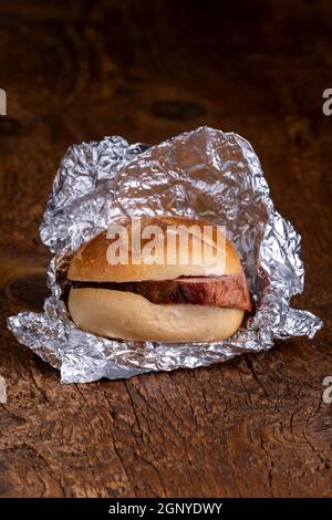 bavarian meat loaf in a bun Stock Photo