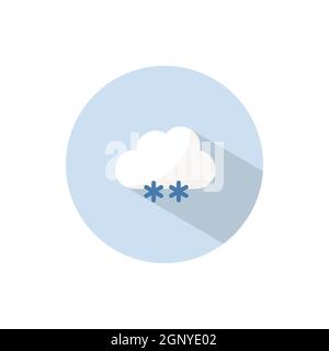 Snow and cloud. Flat icon on a circle. Weather vector illustration Stock Vector