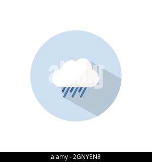 Rain and cloud. Flat icon on a circle. Weather vector illustration Stock Vector