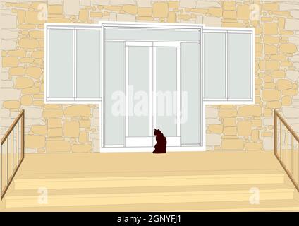 wood patio doors Stock Vector