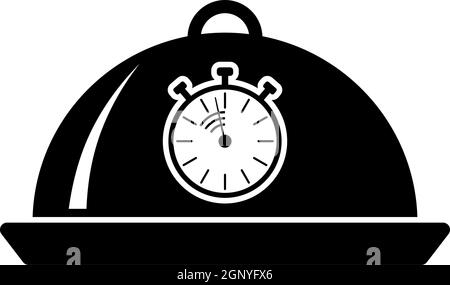 Cloche With Stopwatch Icon Stock Vector