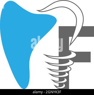 Letter F logo icon with dental design illustration Stock Vector