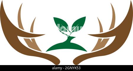 Deer antler logo icon illustration design vector Stock Vector
