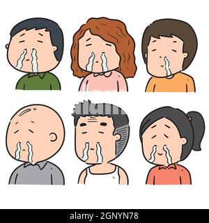 vector set of runny nose people Stock Vector