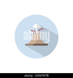 Volcano. Flat icon on a circle. Weather vector illustration Stock Vector
