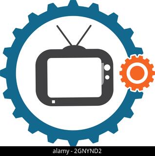 television gear  icon logo vector illustration Stock Vector