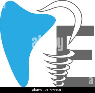 Letter E logo icon with dental design illustration Stock Vector