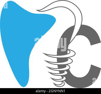 Letter C logo icon with dental design illustration Stock Vector