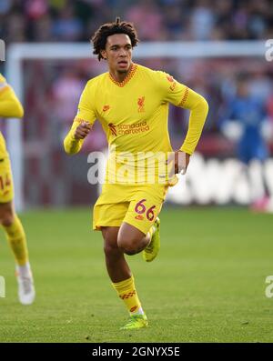 25 September 2021 - Brentford v Liverpool  - The Premier League - Brentford Community Stadium  Liverpool's Trent Alexander-Arnold during the Premier L Stock Photo