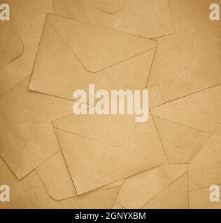 Brown Envelopes background texture, brown plain paper, copy space top view space for text Stock Photo
