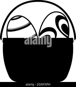 Easter Basket With Eggs Icon Stock Vector