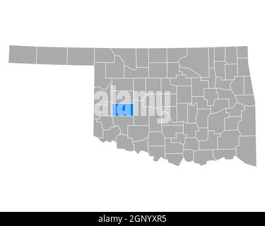 Map of Washita in Oklahoma Stock Photo