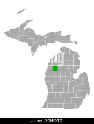 Map of Wexford in Michigan Stock Photo