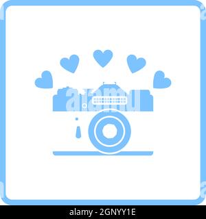 Camera With Hearts Icon Stock Vector