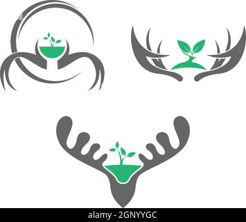 Deer antler logo icon illustration design vector Stock Vector