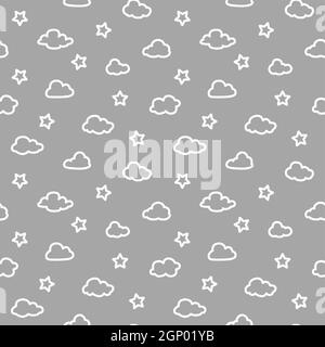 Clouds and stars seamless pattern Stock Vector