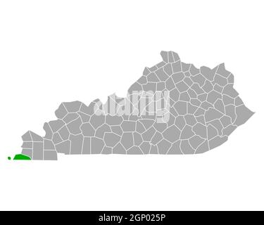 Map of Fulton in Kentucky Stock Photo