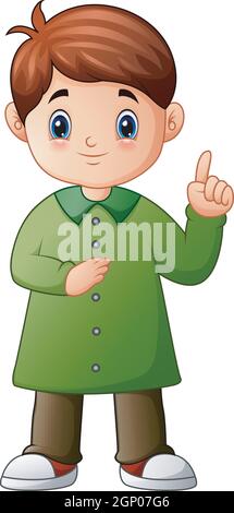 Little boy pointing up his finger Stock Vector