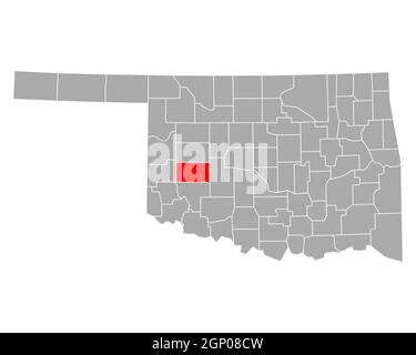 Map of Washita in Oklahoma Stock Photo