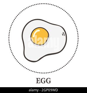 Realistic fried egg on white background - Vector illustration Stock Photo