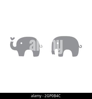 Cute elephant with heart silhouette Stock Vector