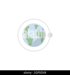 Moon rotation around the Earth. Flat icon. Isolated weather vector illustration Stock Vector