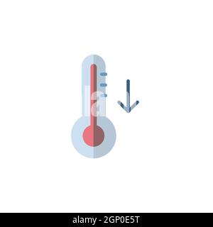Thermometer. Fall temperature. Flat icon. Isolated weather vector illustration Stock Vector