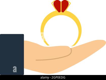 Hand Present Heart Ring Icon Stock Vector