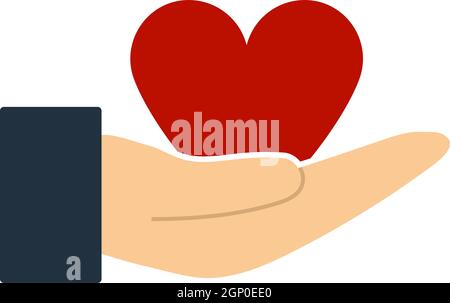 Hand Present Heart Ring Icon Stock Vector
