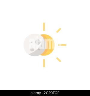 Sun eclipse. Flat icon. Isolated weather vector illustration Stock Vector