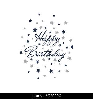 Happy birthday lettering with stars Stock Vector