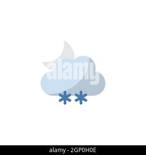 Snow, cloud and moon. Flat icon. Isolated weather vector illustration Stock Vector