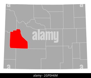 Map of Sublette in Wyoming Stock Photo