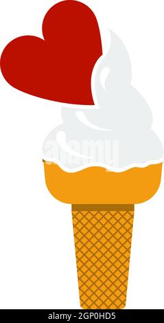 Valentine Icecream With Heart Icon Stock Vector