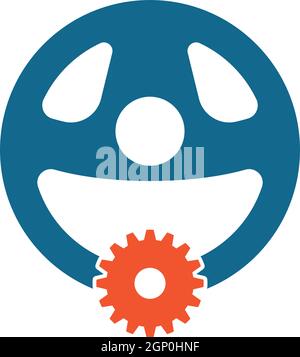car steering wheel with gear logo icon vector illustration Stock Vector