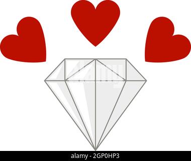 Diamond With Hearts Icon Stock Vector