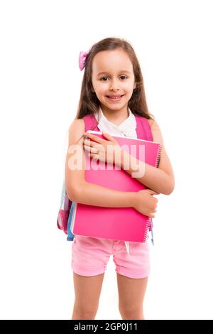 A small student posing isolated over white background Stock Photo - Alamy