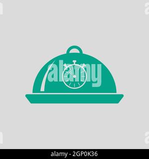 Cloche With Stopwatch Icon Stock Vector