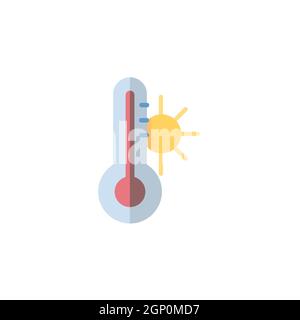 Thermometer. Summer temperature. Flat icon. Isolated weather vector illustration Stock Vector