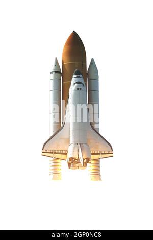 Space Shuttle Launch isolated on White Background. 3d illustration ...