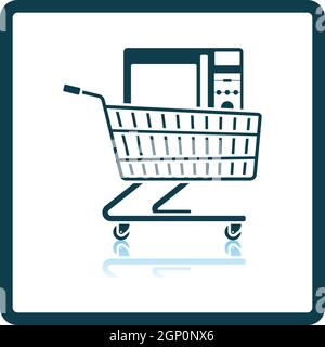 Shopping Cart With Microwave Oven Icon Stock Vector