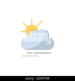 Fog, cloud and sun. Flat icon. Isolated weather vector illustration Stock Vector