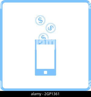 Golden Coins Fall In Smartphone Icon Stock Vector