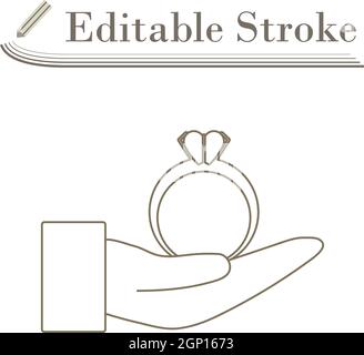 Hand Present Heart Ring Icon Stock Vector